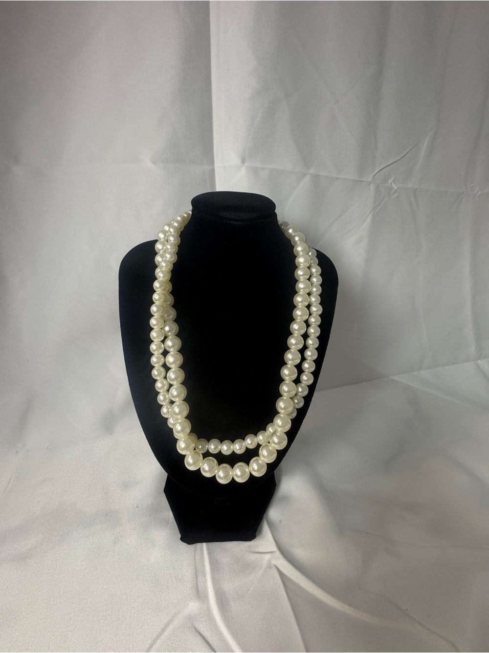 Double Strand Pearl Necklace - White Lustre